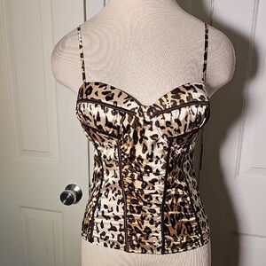 Leopard Print Bustier Corsett Top. Leopard Print. Meduim. Hook And Eye.